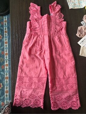 Mayoral Pink Eyelet Cotton Romper